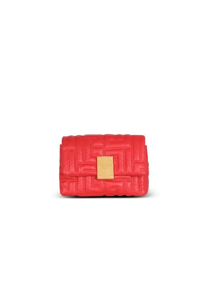 1945 Soft Mini Bag In Quilted Leather Red Women Balmain Crossbody Bags