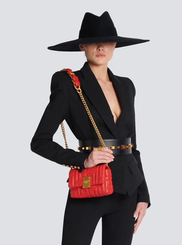 1945 Soft Mini Bag In Quilted Leather Red Women Balmain Crossbody Bags