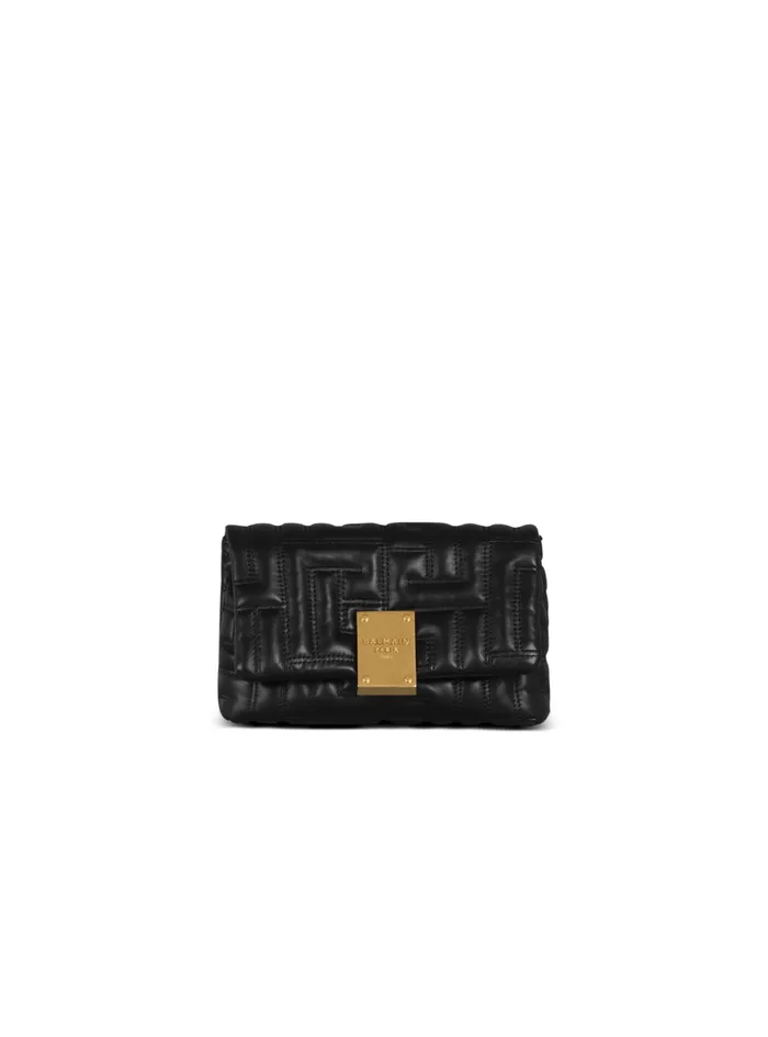 1945 Soft Quilted Leather Mini Bag Black Women Balmain Crossbody Bags