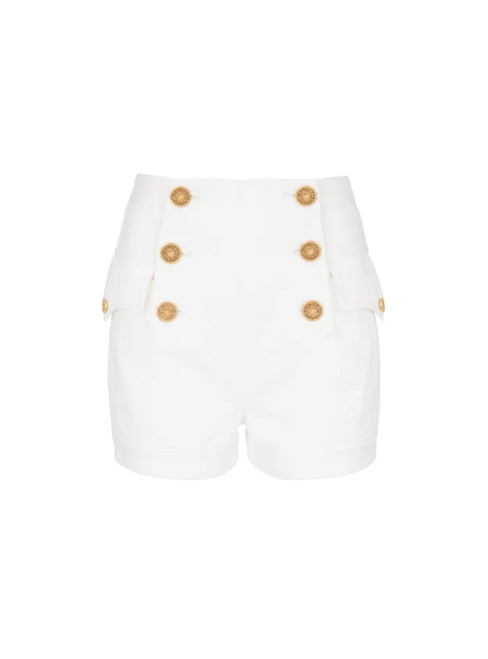 6button Denim Shorts White Women Balmain Denim