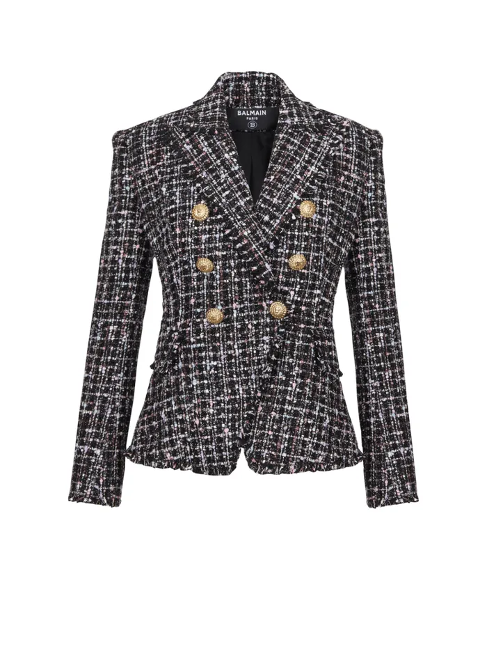 6button Tweed Jacket Black Women Balmain Jackets And Blazers