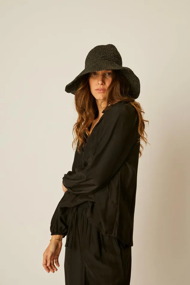 Accessories Shop Natalie Martin STRAW BUCKET HAT Black