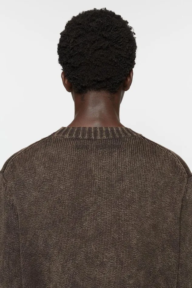 Acne Studios Acid Wash Jumper Coffee Brown Men Knitwear Acne Studios Acid Wash Jumper Coffee Brown Men Knitwear