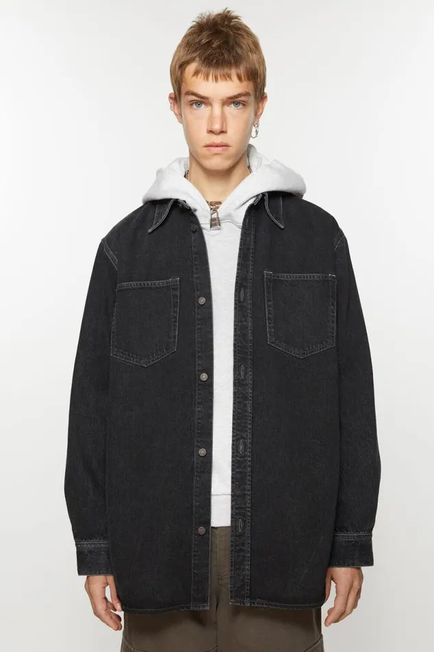 Acne Studios Denim Buttonup Shirt 8211 Relaxed Fit Black Men Shirts