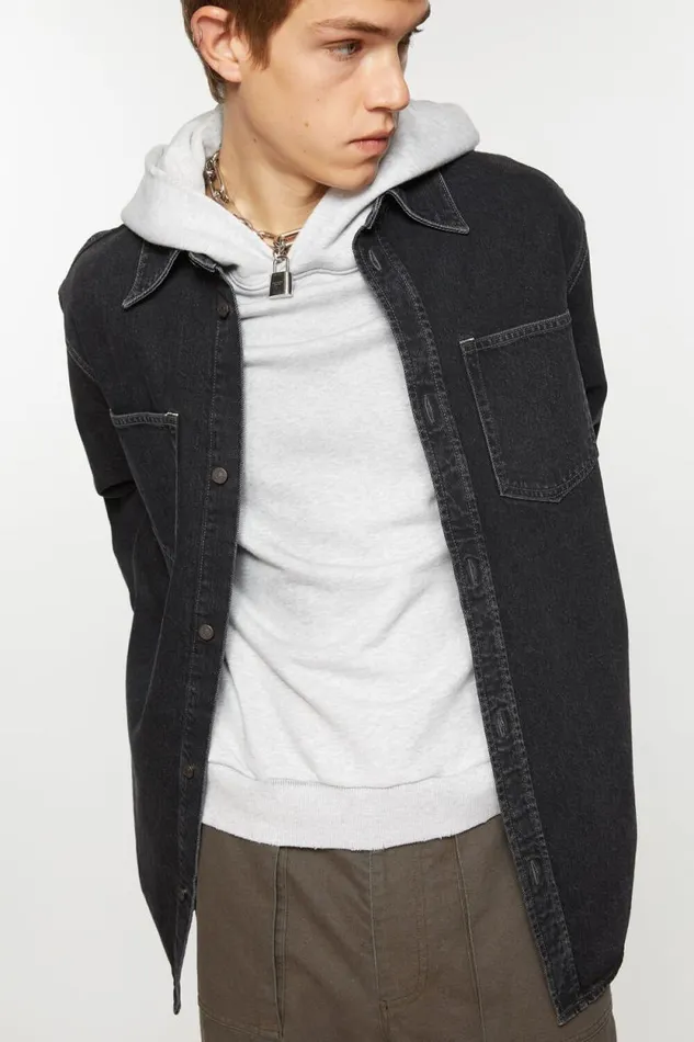 Acne Studios Denim Buttonup Shirt 8211 Relaxed Fit Black Men Shirts