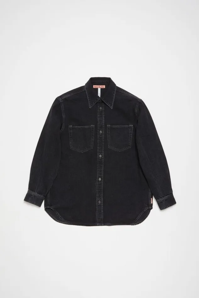 Acne Studios Denim Buttonup Shirt 8211 Relaxed Fit Black Men Shirts