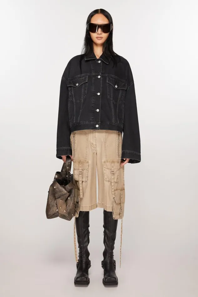 Acne Studios Denim Jacket 8211 Relaxed Cropped Fit Black Women Outerwear