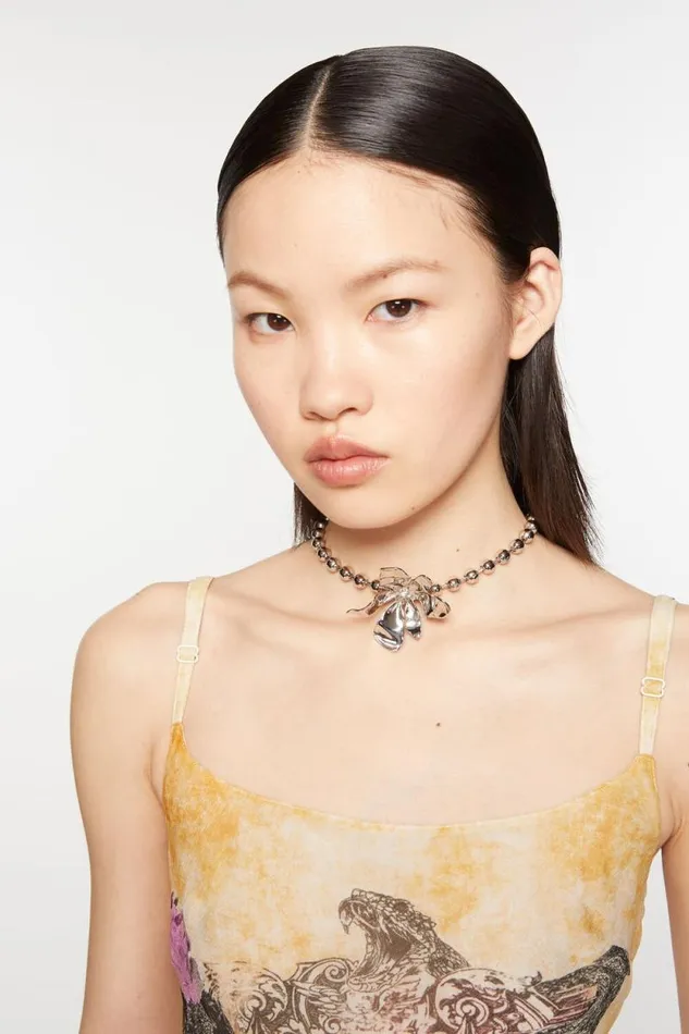Acne Studios Flower Necklace Silvertransparent Women Jewellery Acne Studios Flower Necklace Silvertransparent Women Jewellery