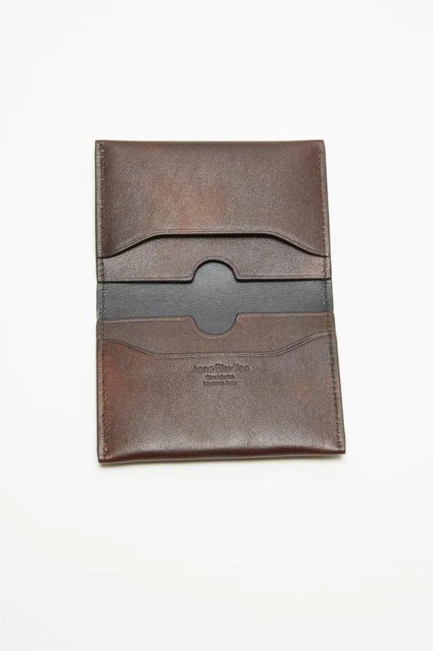 Acne Studios Folded Leather Wallet Dark Brown Men Small Leather Goods