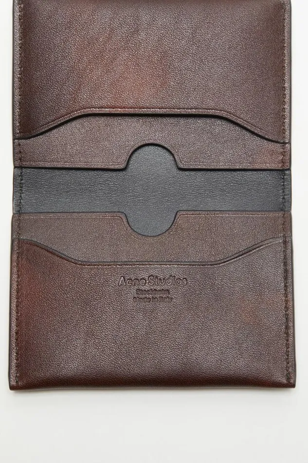 Acne Studios Folded Leather Wallet Dark Brown Men Small Leather Goods