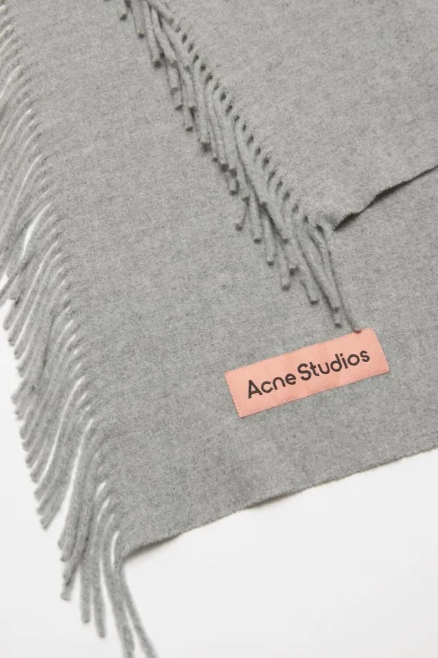 Acne Studios Fringe Wool Scarf Light Grey Melange Men Scarves Acne Studios Fringe Wool Scarf Light Grey Melange Men Scarves