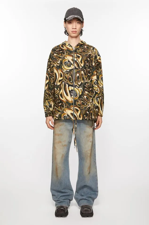 Acne Studios Hooded Logo Jacket Blackgold Men Outerwear