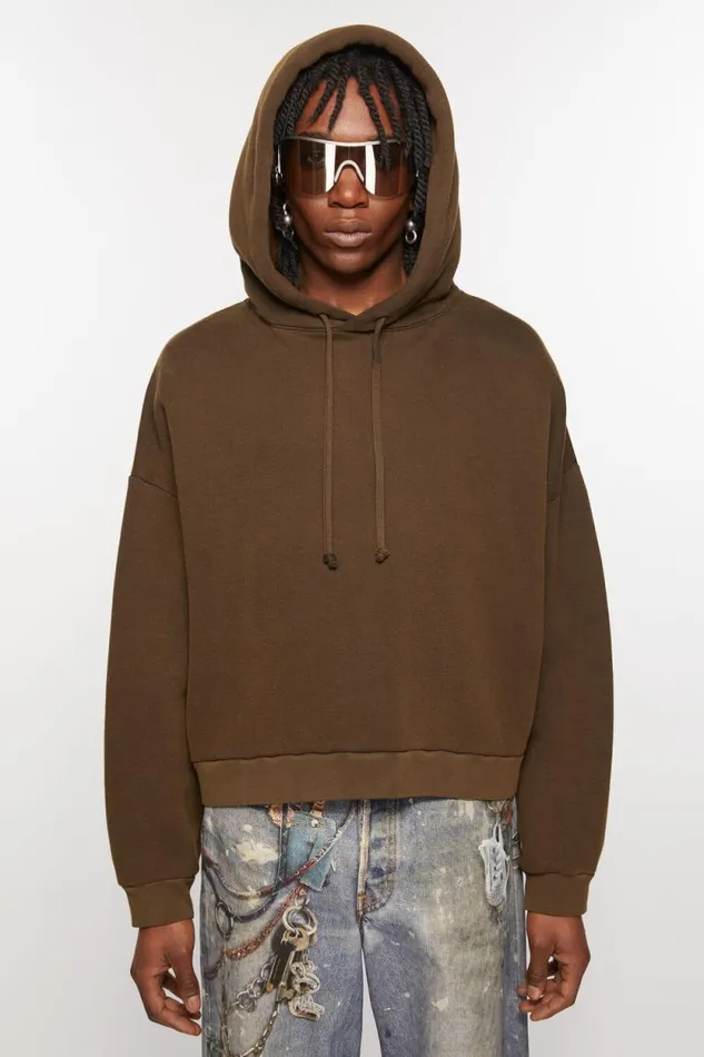 Acne Studios Hooded Sweater Logo Patch Chocolate Brown Men Sweatshirts