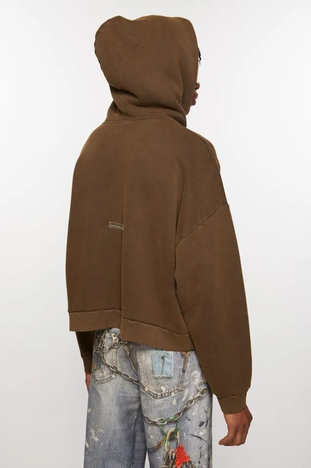 Acne Studios Hooded Sweater Logo Patch Chocolate Brown Men Sweatshirts