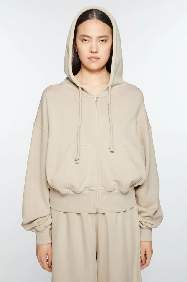 Acne Studios Hooded Zipper Sweater Faded Grey Women Sweatshirts