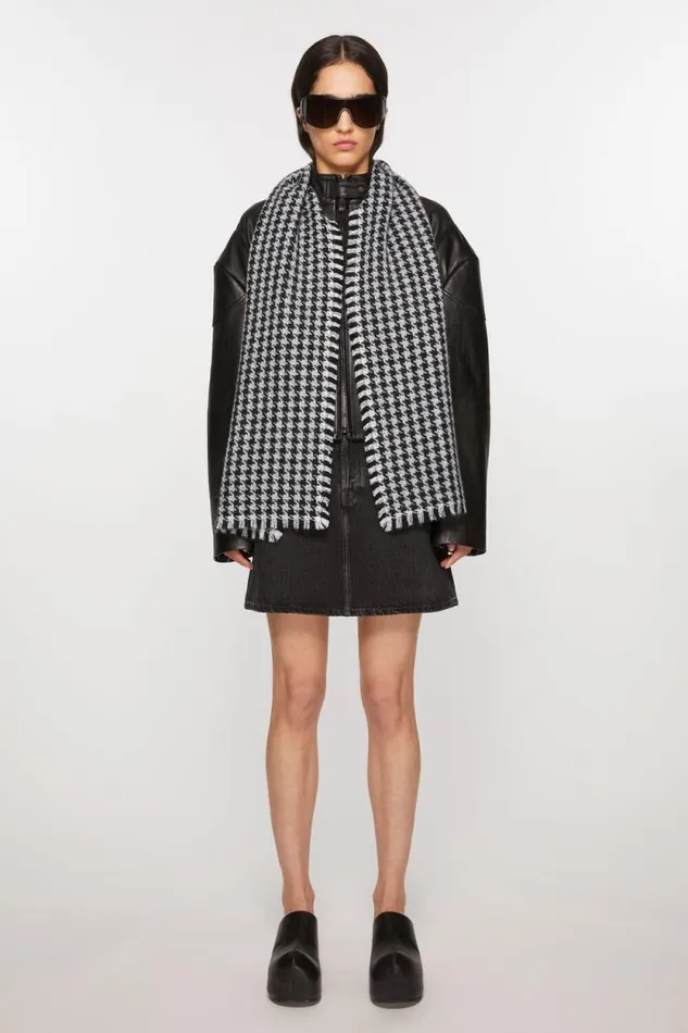 Acne Studios Houndstooth Scarf Blackwhite Women Scarves