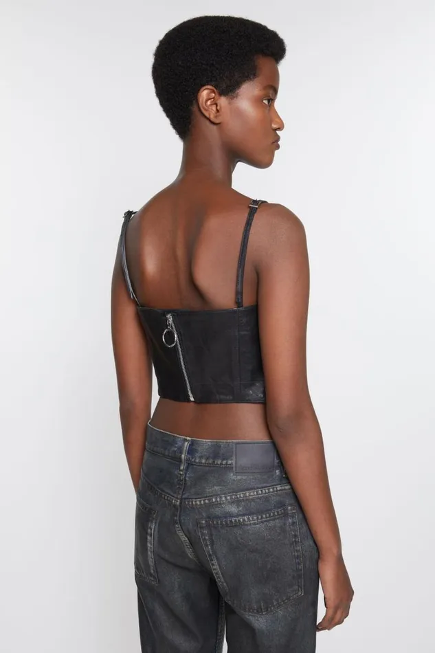 Acne Studios Leather Bustier Top Black Women Shirts and Blouses Acne Studios Leather Bustier Top Black Women Shirts and Blouses
