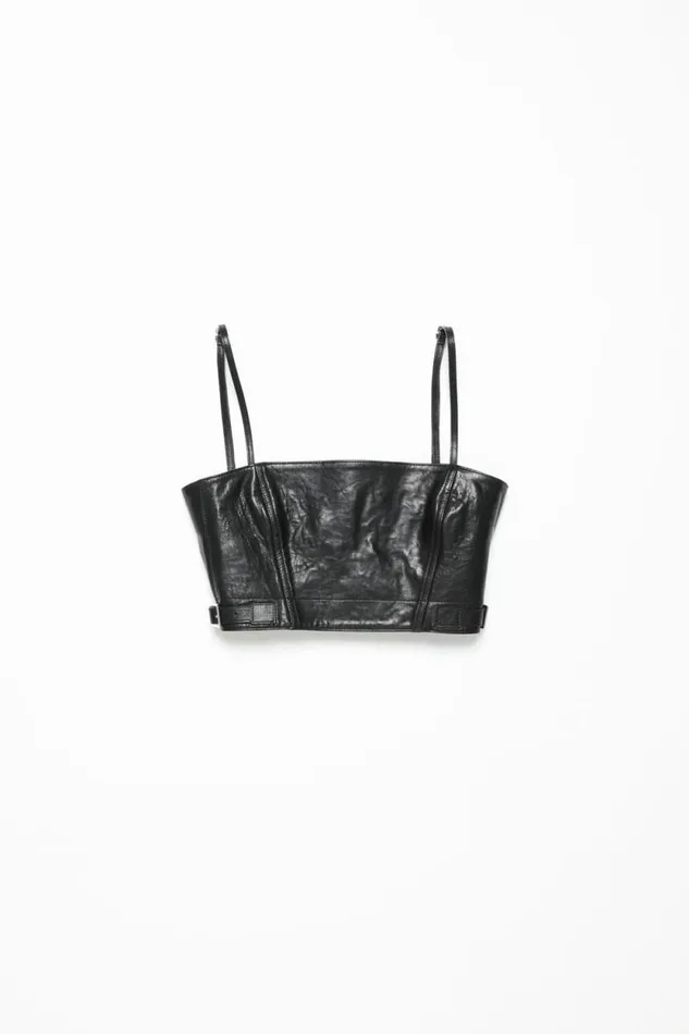 Acne Studios Leather Bustier Top Black Women Shirts and Blouses Acne Studios Leather Bustier Top Black Women Shirts and Blouses