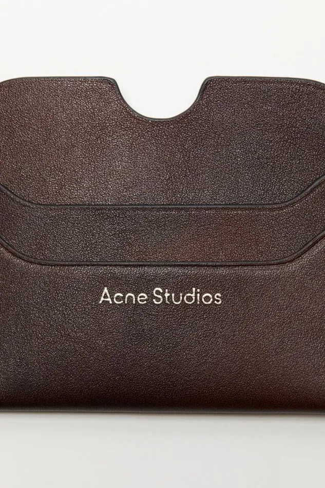 Acne Studios Leather Card Holder Dark Brown Women Small Leather Goods Acne Studios Leather Card Holder Dark Brown Women Small Leather Goods