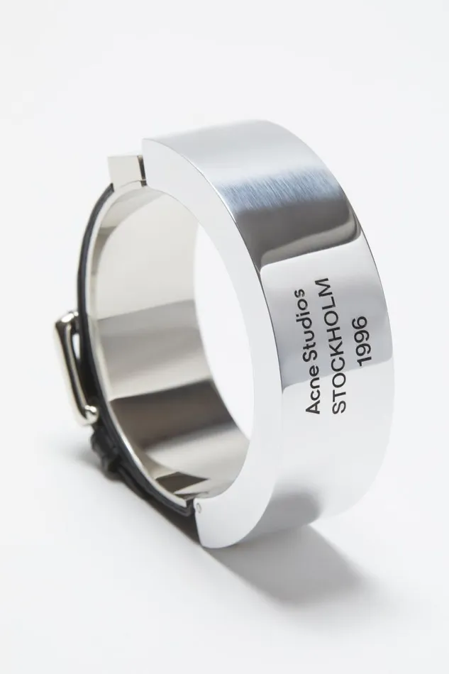 Acne Studios Leather Cuff Bracelet Silverblack Women Jewellery Acne Studios Leather Cuff Bracelet Silverblack Women Jewellery