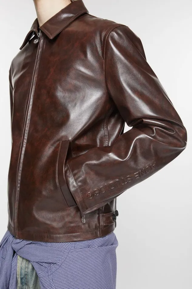 Acne Studios Leather Jacket Brown Men Outerwear Acne Studios Leather Jacket Brown Men Outerwear