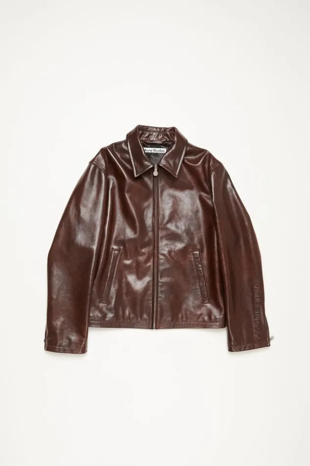 Acne Studios Leather Jacket Brown Men Outerwear Acne Studios Leather Jacket Brown Men Outerwear