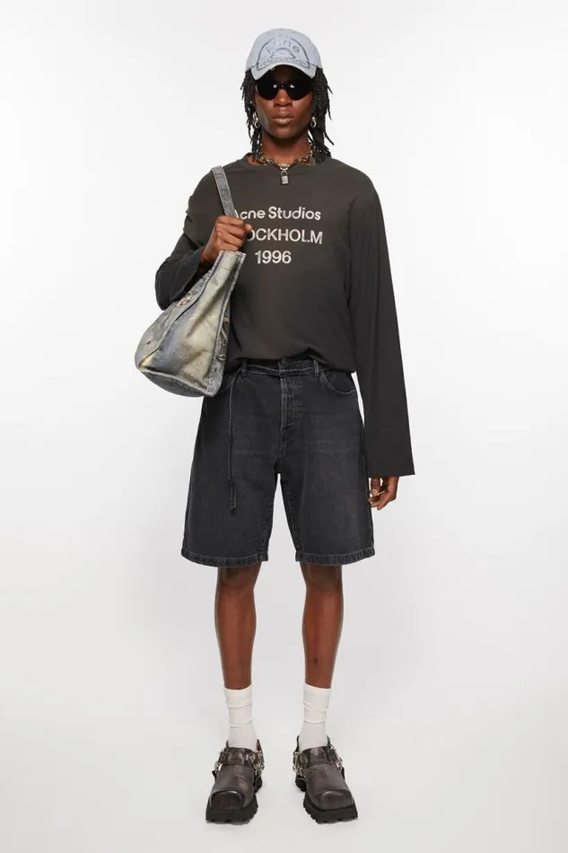 Acne Studios Loose Fit Denim Shorts Black Women Shorts
