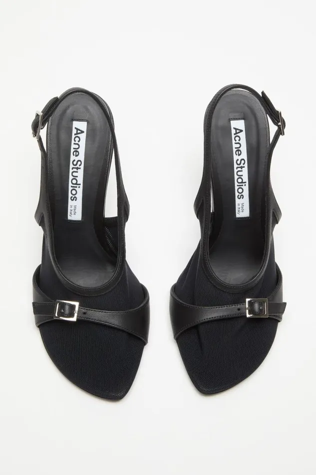 Acne Studios Mesh Slingback Heels Black Women Shoes