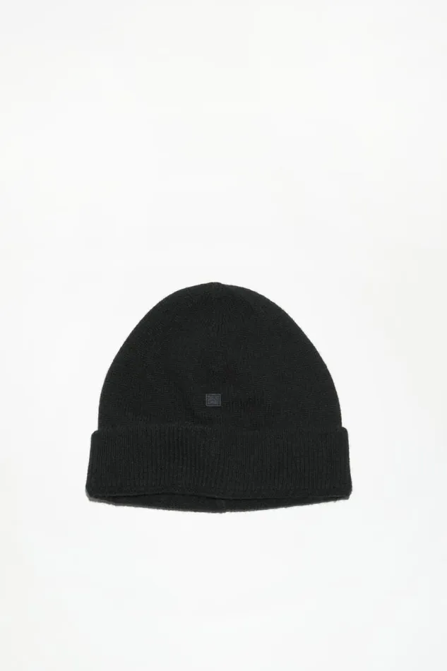 Acne Studios Micro Face Patch Beanie Black Men Hats
