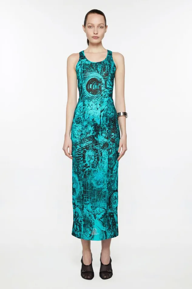 Acne Studios Printed Dress Blue Women Dresses