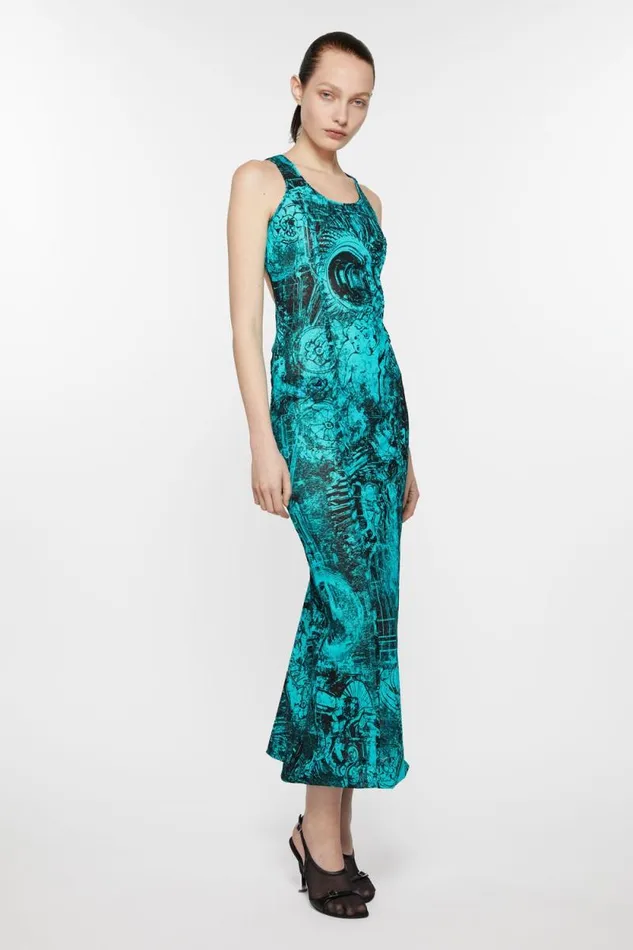 Acne Studios Printed Dress Blue Women Dresses Acne Studios Printed Dress Blue Women Dresses