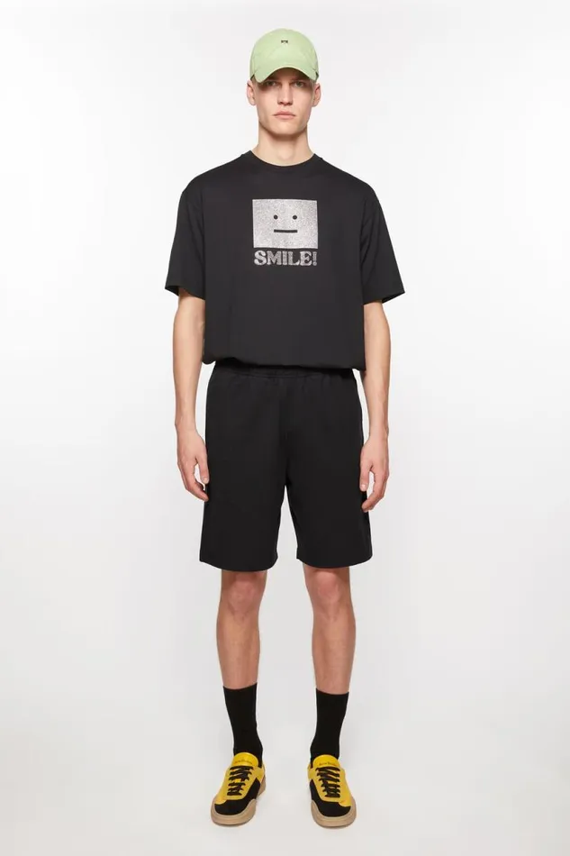 Acne Studios Printed Sweat Shorts Black Men Shorts