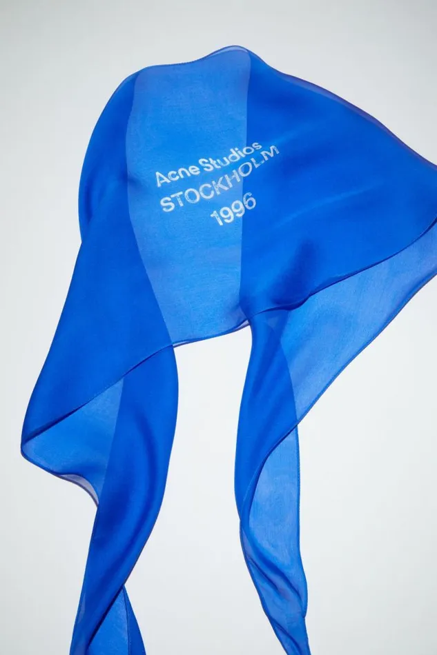 Acne Studios Silk Scarf Electric Blue Women Scarves