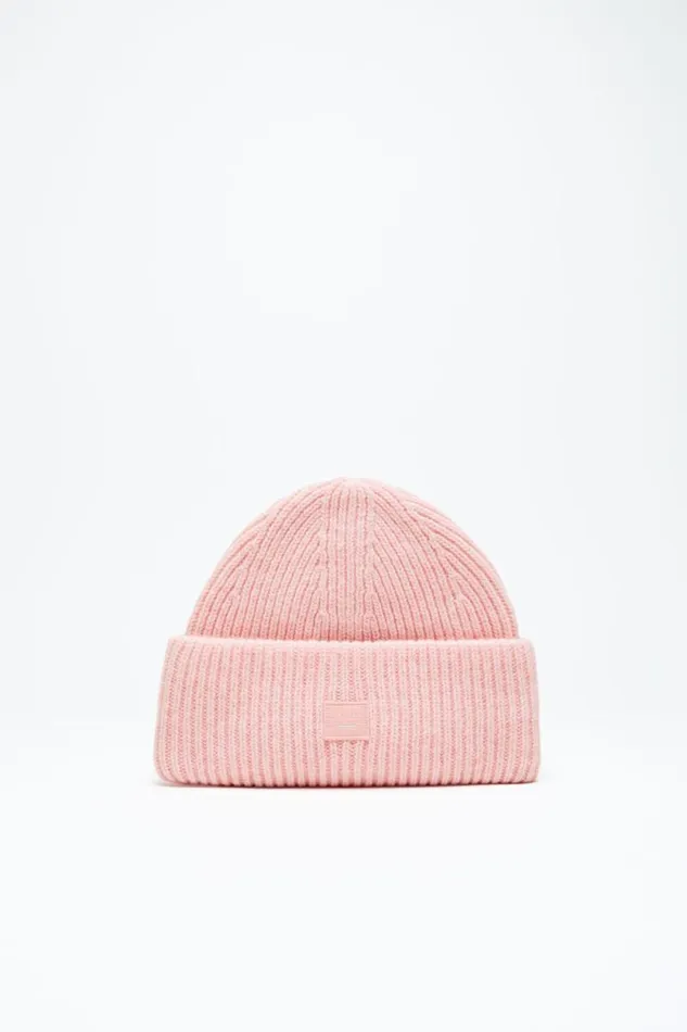 Acne Studios Small Face Logo Beanie Faded Pink Melange Men Hats
