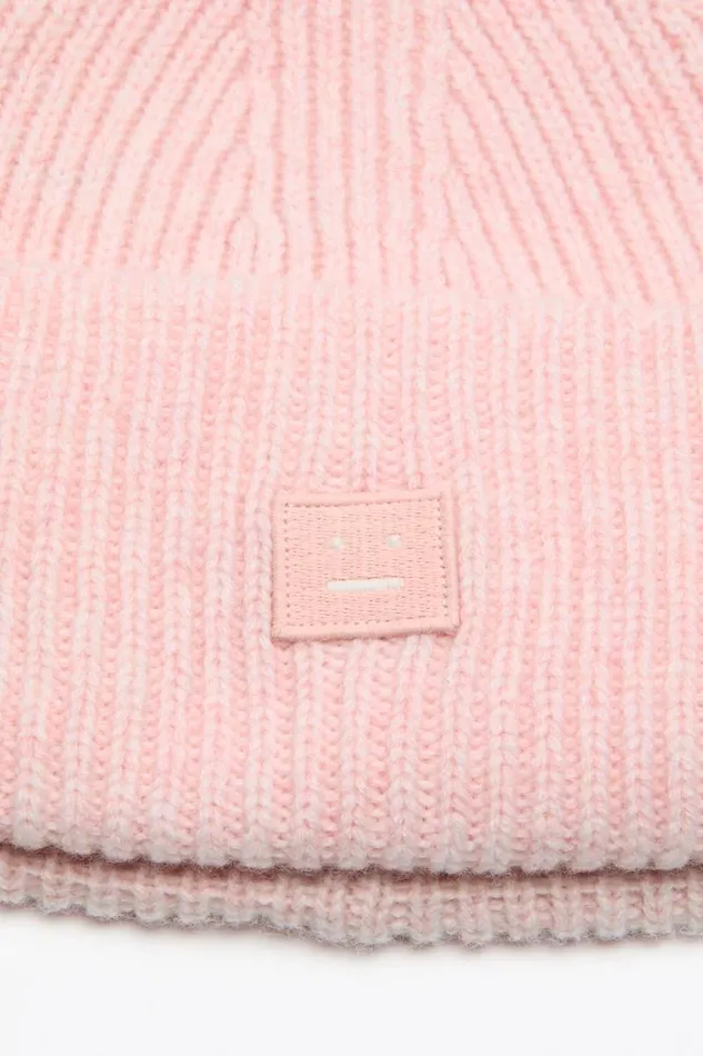 Acne Studios Small Face Logo Beanie Faded Pink Melange Men Hats