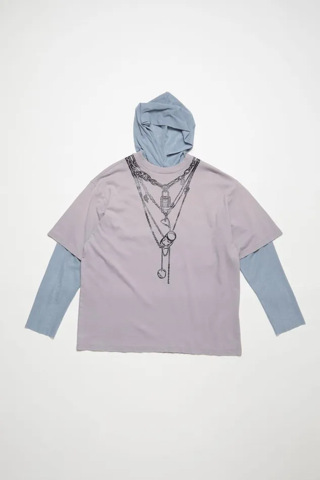 Acne Studios Tshirt Layered Mesh Warm Grey Men Tshirts