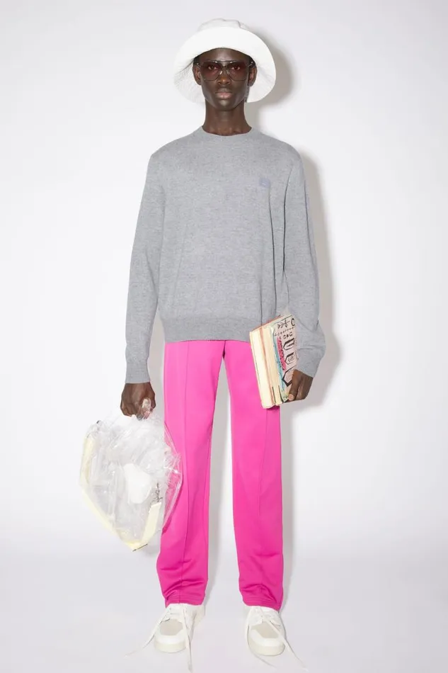 Acne Studios Wool Crew Neck Sweater Grey Melange Men Knitwear