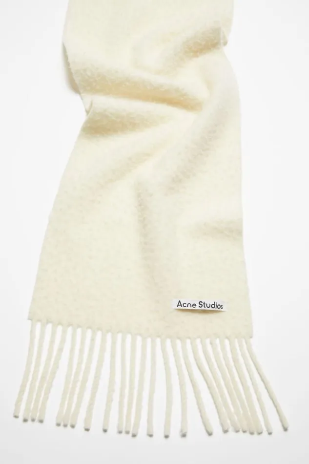 Acne Studios Wool Fringe Scarf Warm White Men Scarves