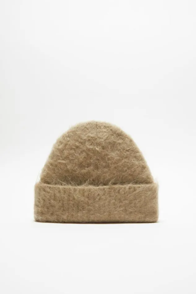 Acne Studios Wool Mohair Beanie Dark Beige Men Hats
