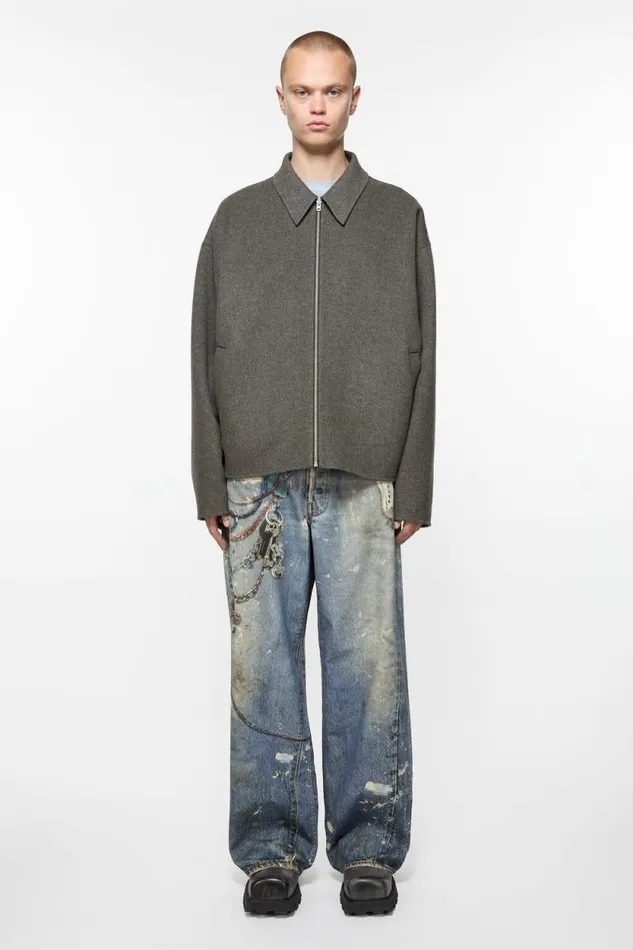 Acne Studios Wool Zipper Jacket Graphite Grey Men Outerwear