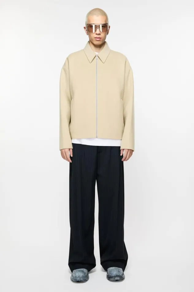 Acne Studios Wool Zipper Jacket Oat Beige Men Outerwear