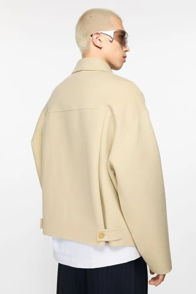 Acne Studios Wool Zipper Jacket Oat Beige Men Outerwear Acne Studios Wool Zipper Jacket Oat Beige Men Outerwear