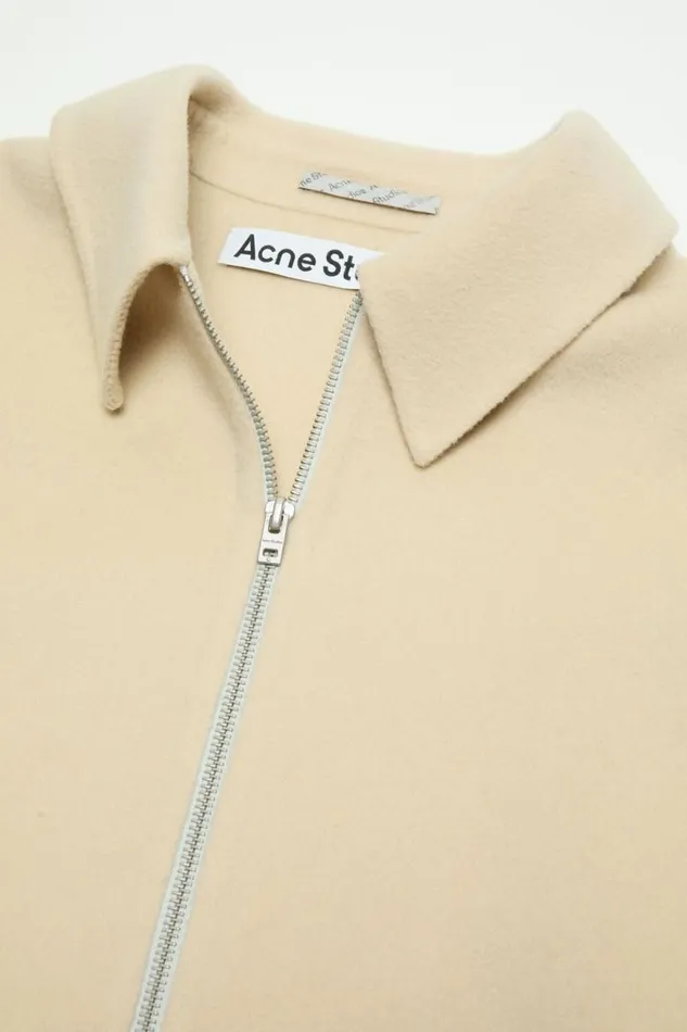 Acne Studios Wool Zipper Jacket Oat Beige Men Outerwear Acne Studios Wool Zipper Jacket Oat Beige Men Outerwear