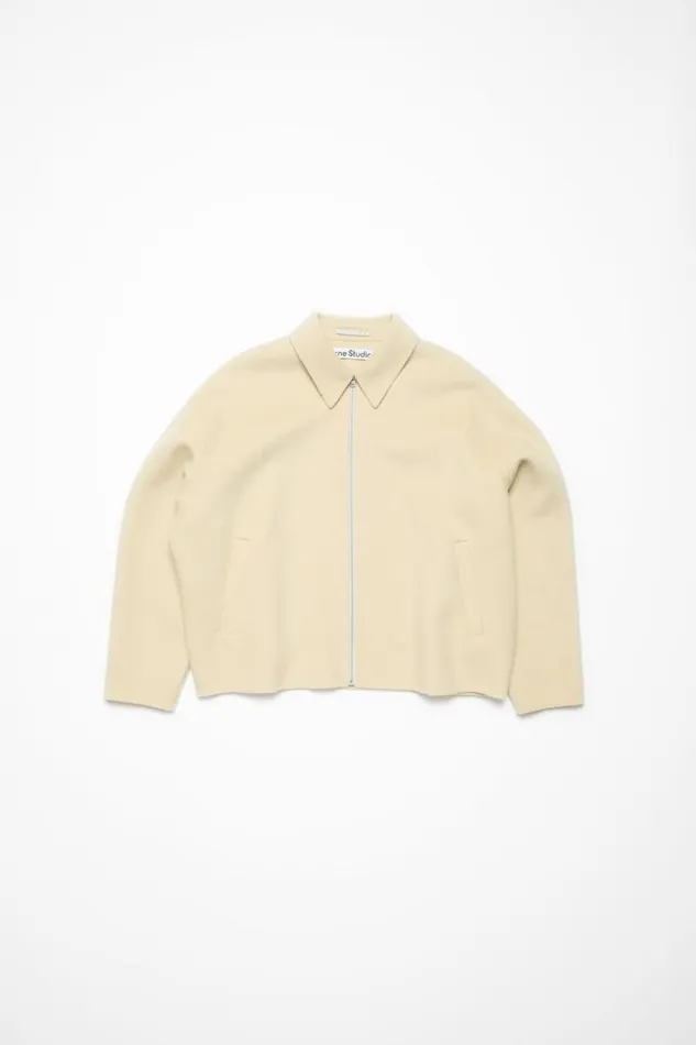 Acne Studios Wool Zipper Jacket Oat Beige Men Outerwear Acne Studios Wool Zipper Jacket Oat Beige Men Outerwear