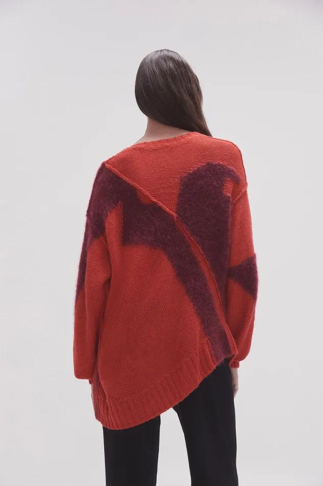 Addie Intarsia Knit Jumper Scarlet Redgarnet Red Women Aje Knitwear 038 Jumpers