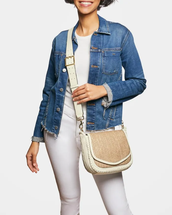 Aimee Kestenberg Crossbody Bags Women All For Love Saddle Crossbody Raffia With Vanilla Ice