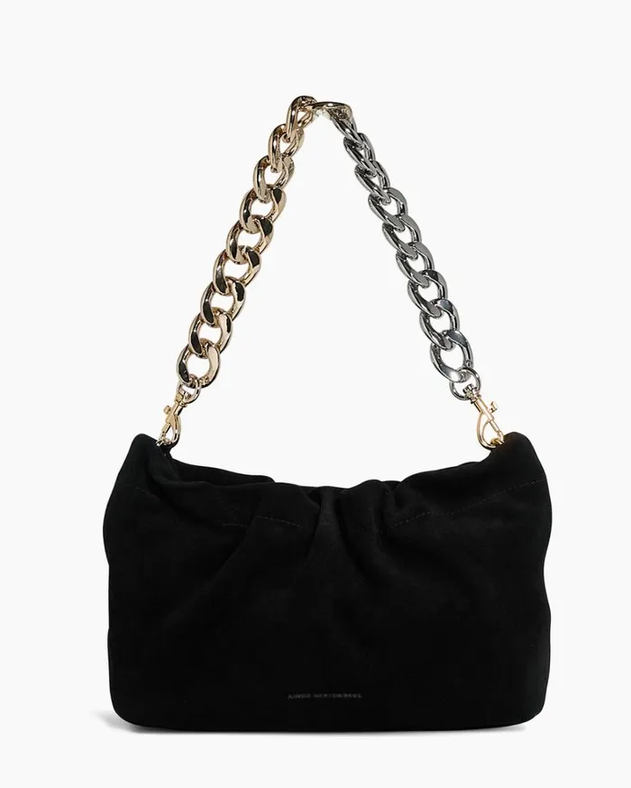 Aimee Kestenberg Satchels Women Chain Shoulder Black Suede With 2 Tone