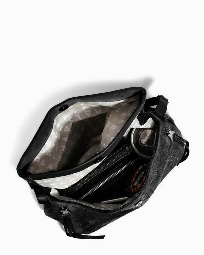 Aimee Kestenberg Shoulder Bags Women Bali Novelty Double Entry Hobo In Luxury Suede Black With Eyelets
