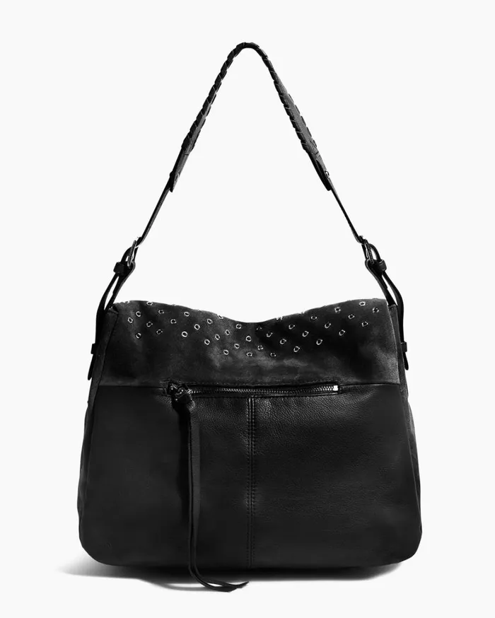 Aimee Kestenberg Shoulder Bags Women Bali Novelty Double Entry Hobo In Luxury Suede Black With Eyelets