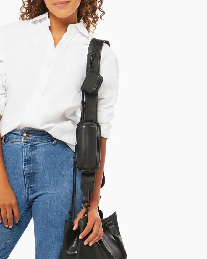 Aimee Kestenberg Travel Women Cargo Strap Black With Shiny Black Hardware
